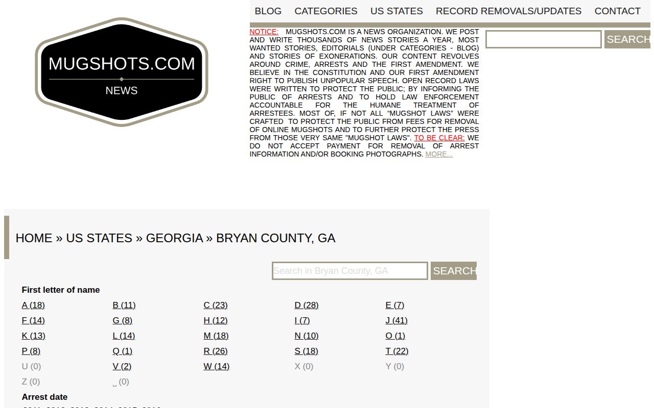 Unofficial Mugshots.com Bryan County booking directory