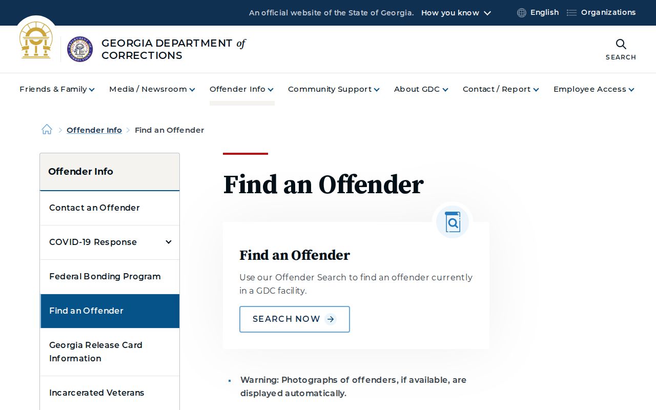 Georgia Department of Corrections offender search form