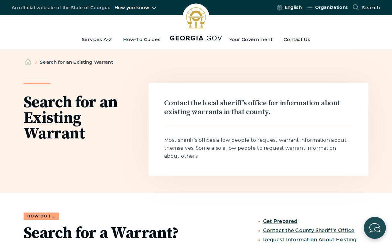 Georgia official warrant instructions relevant to Bryan County warrant checks