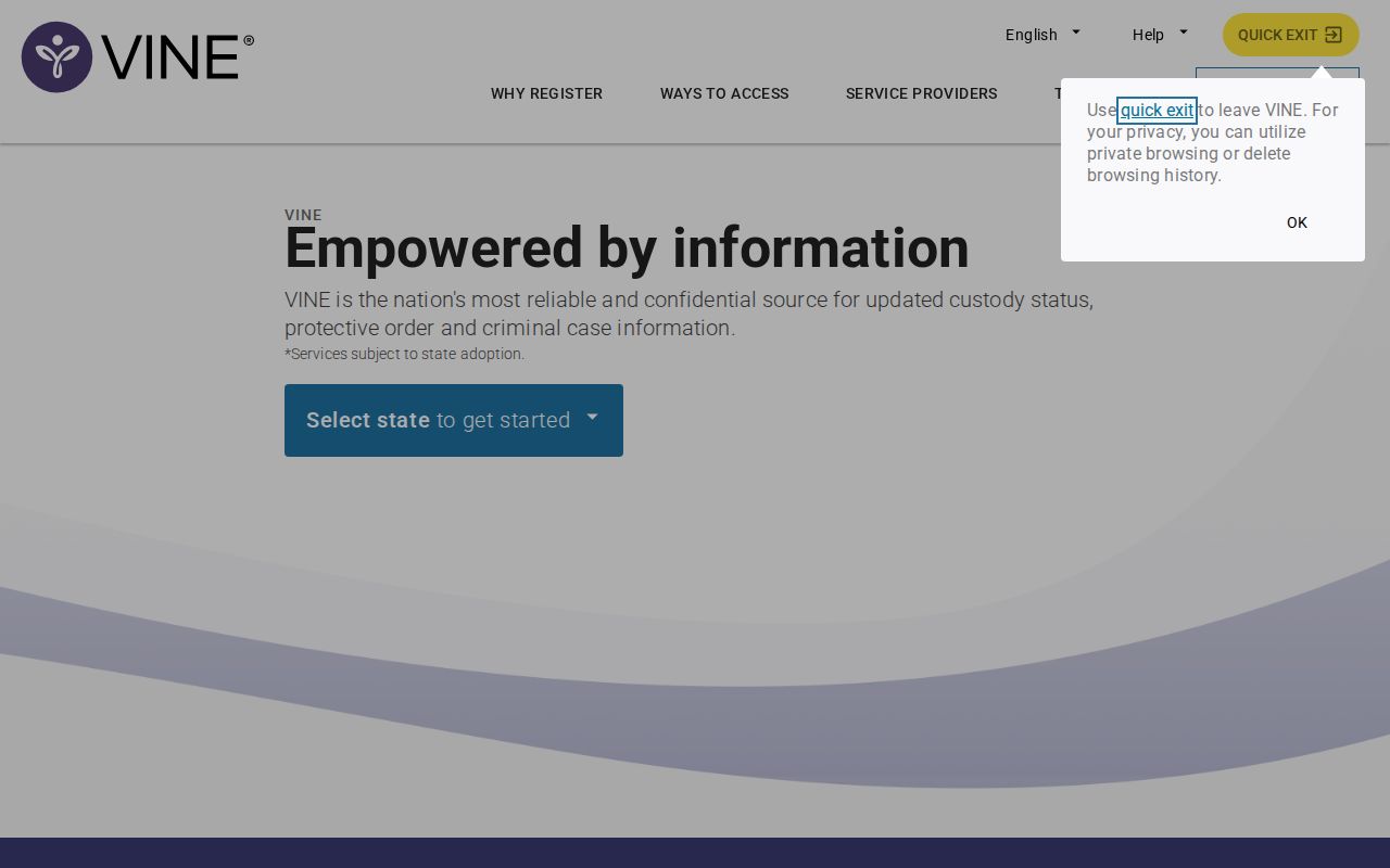 Official Bryan County custody-notification search interface